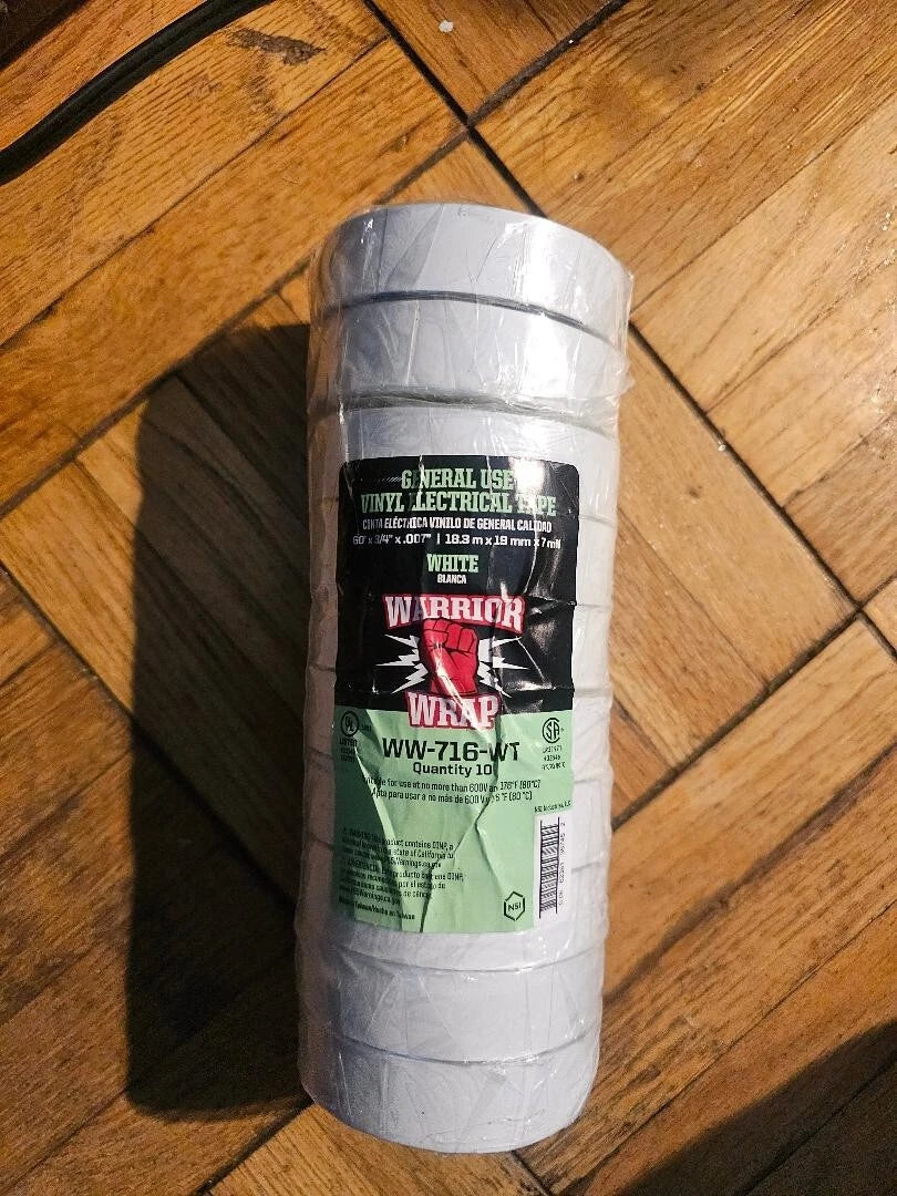 10 Pack  Nsi Ww-716-wt Warriorwrap General 7 Mil Vinyl Electrical Tape, 3/4"
