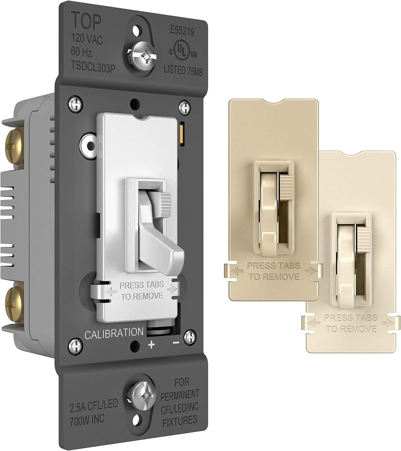 Legrand TSDCL303PTCCCV6 Toggle Slide Dimmer Switch, Single-Pole/3-Way, 300W
