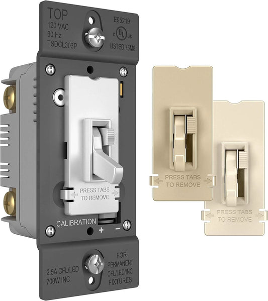 Legrand TSDCL303PTCCCV6 Toggle Slide Dimmer Switch, Single-Pole/3-Way, 300W