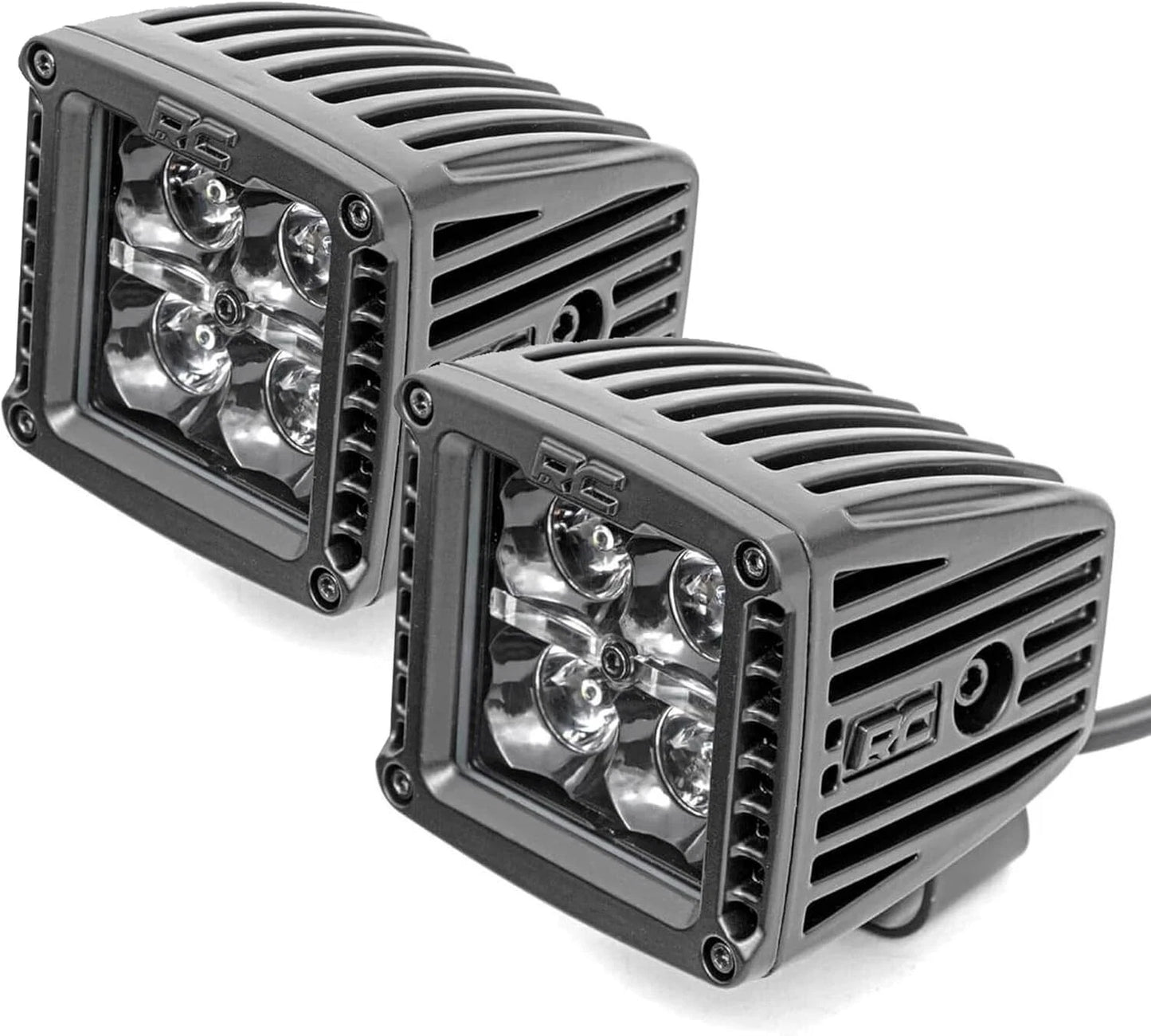 Rough Country 2" Black Series Square LED Cube Lights | White DRL - 70903BLKDRL