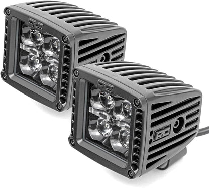 Rough Country 2" Black Series Square LED Cube Lights | White DRL - 70903BLKDRL