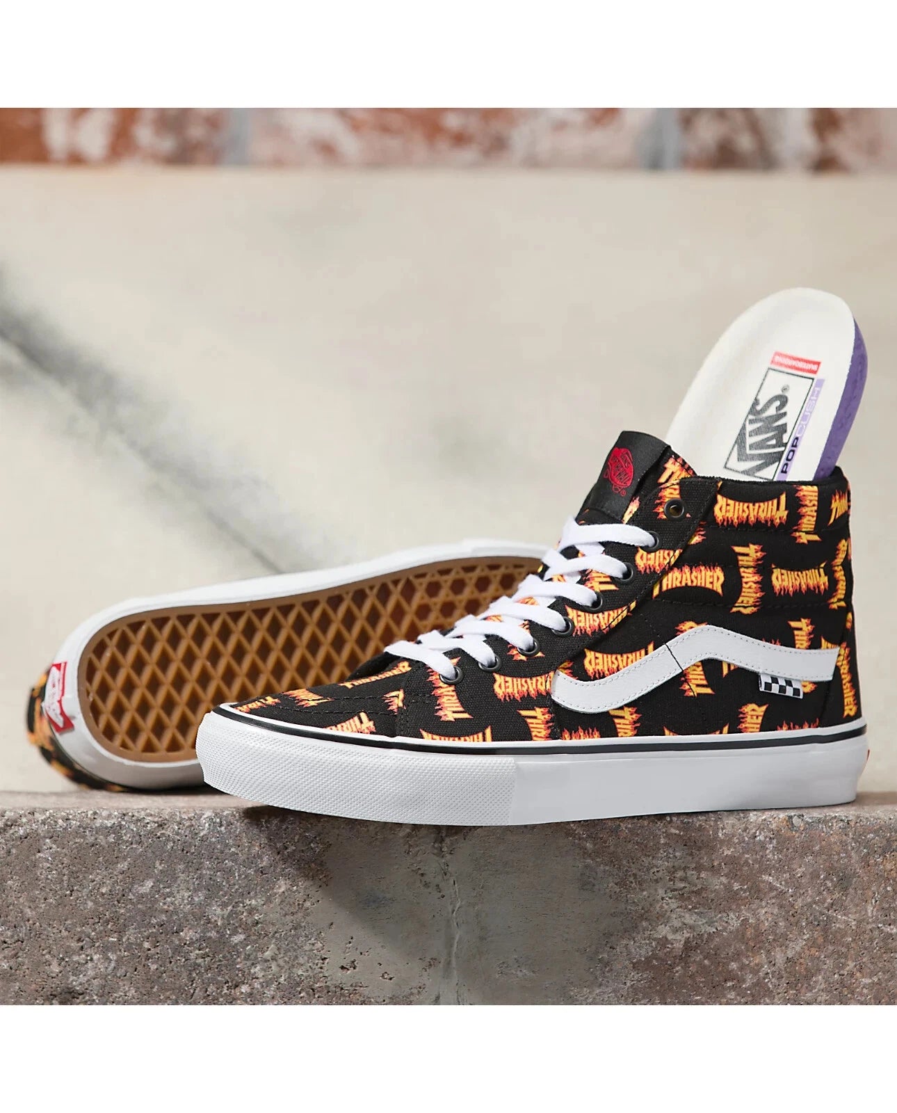 Size 12 - VANS Thrasher x Skate Sk8- High Allover Thrasher Logo Limited-Edition