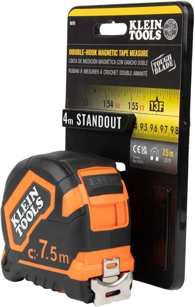 Klein Tools 9375 Tape Measure, 7.5-Meter Magnetic Double-Hook