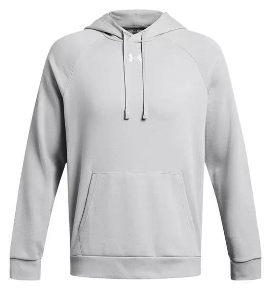 Under Armour UA Rival Fleece Long-Sleeve Hoodie for Men - Mod Gray/White - 4XLT