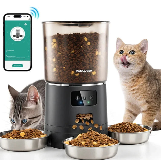 Automatic Cat Feeder for 3 Cats, 6L/25 Cups Smart WiFi Pet Feeder, Anti-Jam Syst