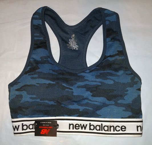 New Balance Medium Impact Sports Bra Size Medium Blue Camouflage
