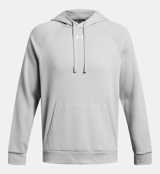 Under Armour Men's UA Rival Fleece Hoodie Mod Gray/White Pullover Sweater Medium