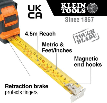 Klein Tools 9375 Tape Measure, 7.5-Meter Magnetic Double-Hook