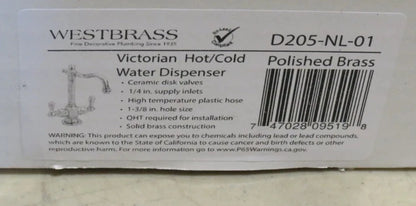 NEW Westbrass Victorian Hot & Cold Water Dispenser - D205-NL-01 Polished Brass