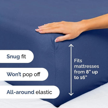 Cal King 4 Piece Sheet Set - Comfy Breathable & Cooling Sheets - Navy Blue