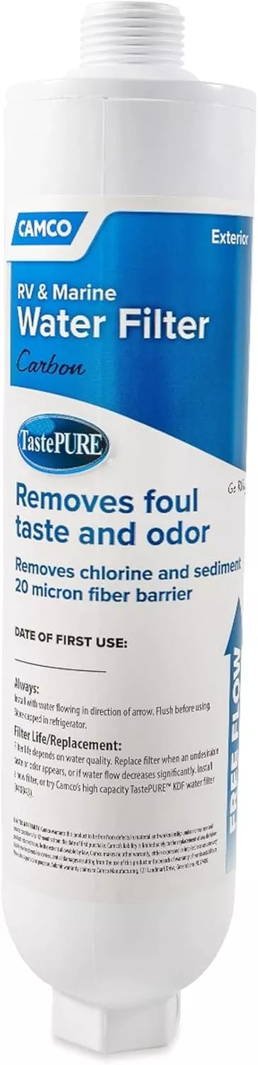 Camco TastePURE RV Carbon Water Filter – Reliable RV Inline Water Filter 40645