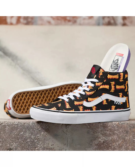 Size 13 - VANS Thrasher x Skate Sk8 High Allover Thrasher Logo Limited-Edition