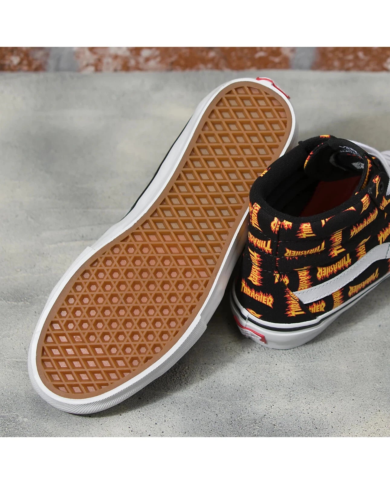 Size 11.5 - VANS Thrasher x Skate Sk8 High Allover Thrasher Logo Limited-Edition