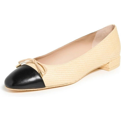 NEW Stuart Weitzman Sleek Bow Flats, Wheat/Black, US 11 Medium, FREE SHIPPING