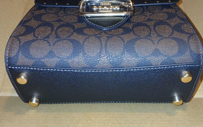 Coach Morgan Top Handle Satchel In Colorblock Signature Canvas With Rivets NWT