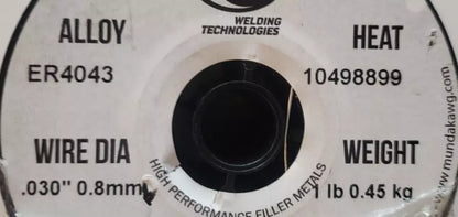 NEW - SUA ER4043 - MIG Aluminum Welding Wire - 1 Lb x  0.030"