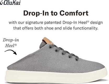 OLUKAI Ki'ihele Li Women's Slip On Sneakers, Casual Everyday Shoe Fog/Fog, 8.5