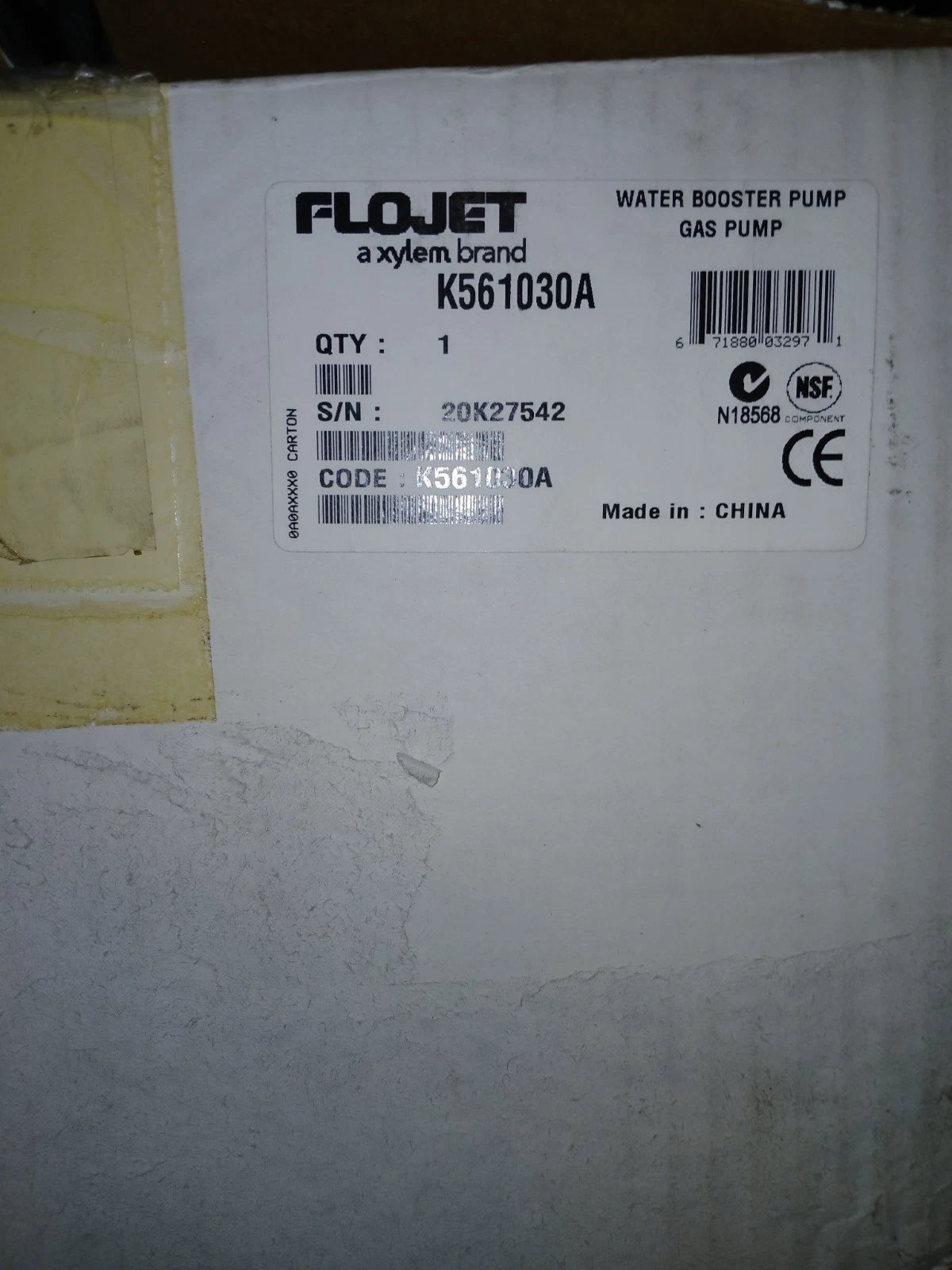Flojet by Xylem -  Water Booster Gas Driven Pump - K56 Series - K561030A