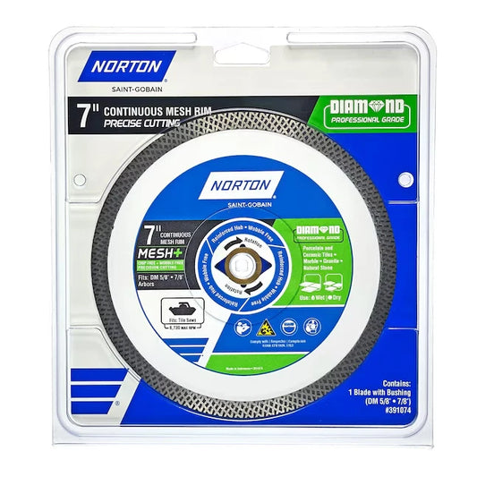 Norton Diamond Professional Grade 7" Wet/Dry Continuous Rim Diamond Saw Blade