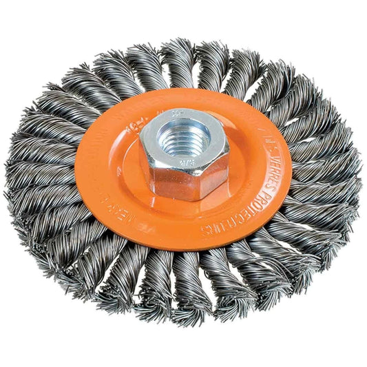 Walter 13L454 Knot Twisted Wire Wheel Brush 4-1/2in Carbon Steel Finishing Brush