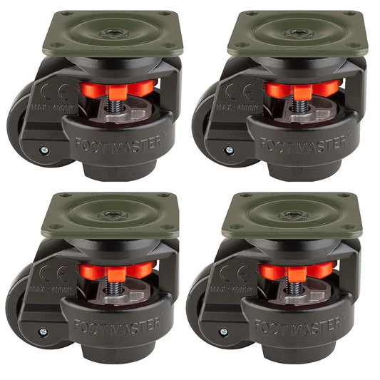G-DOK Foot Master GD-80F Swivel Leveling Caster 90x90mm Plate 550 kg Black 4Pack